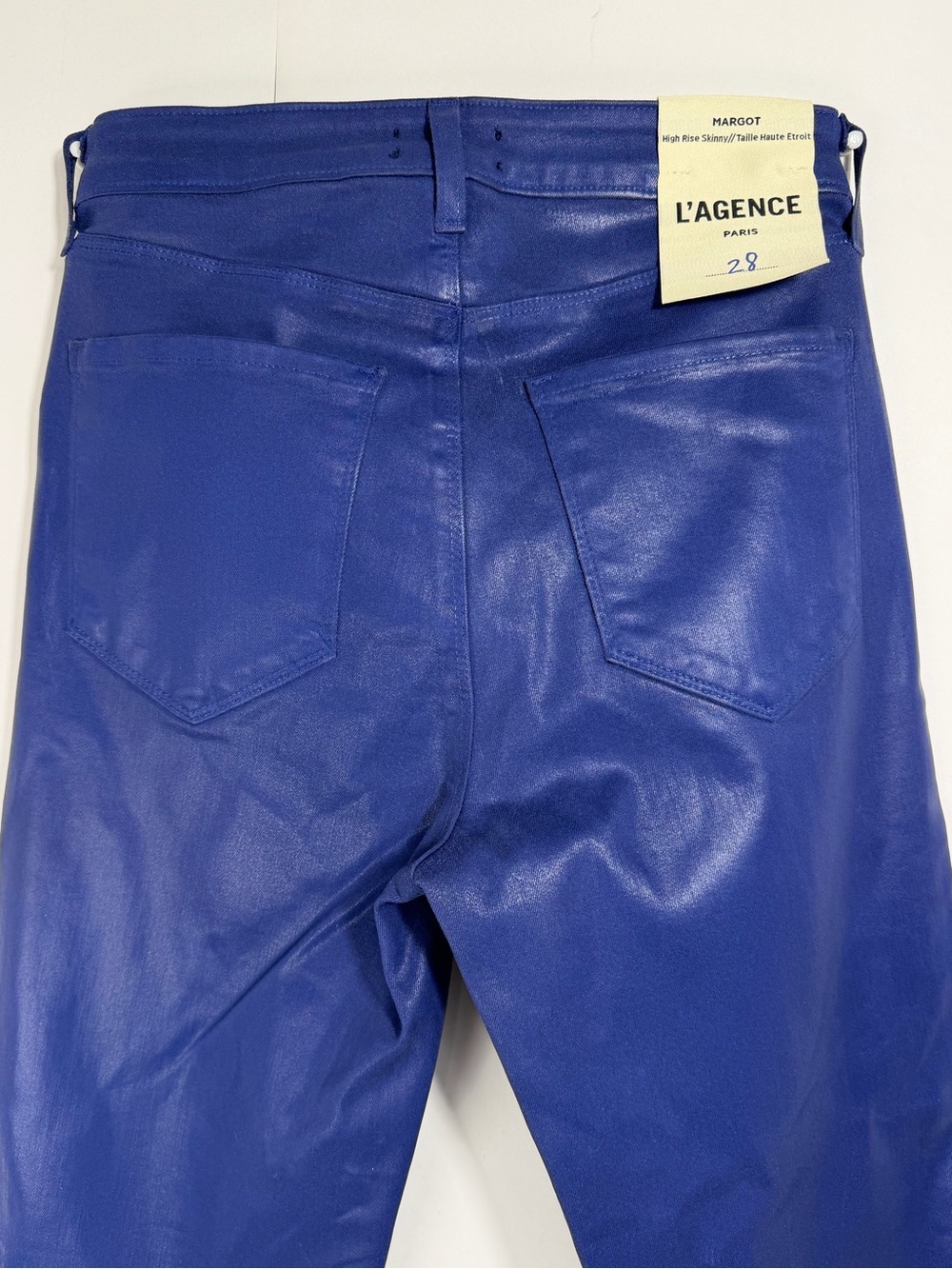 L'AGENCE Margot High Rise Skinny Jeans Ocean Coated Blue 28 NWT